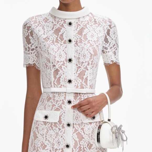 self-portrait White Lace Button Midi Dress Size: US12 - MSRP $615 - NWT - Picture 4 of 9